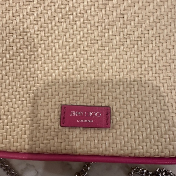 Jimmy Choo Raffia with Pink Edge Crossbody Bag - Picture 6 of 9